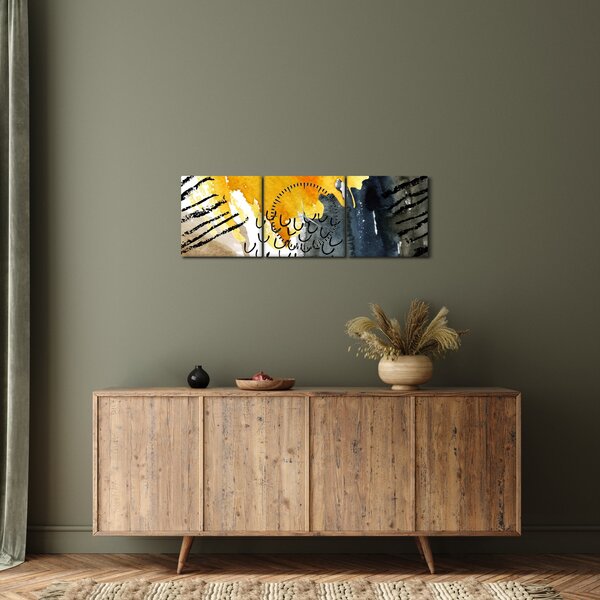 Obraz - Abstrakcyjna akwarela (z zegarem) (90x30 cm)