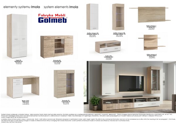Komoda 1D Imola Dąb Sonoma 80 cm Biały mat