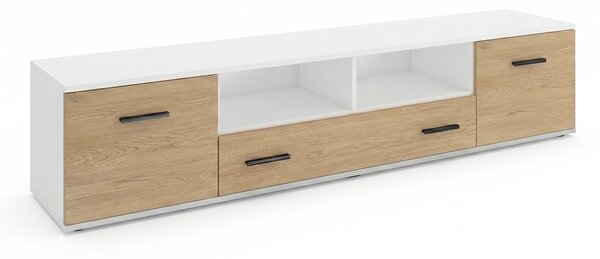 Szafka RTV 3S Natura 200 cm Biała Dąb Cremona Torro
