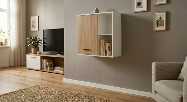 Szafka wisząca 1D Natura 80 cm Biała Dąb Cremona Torro