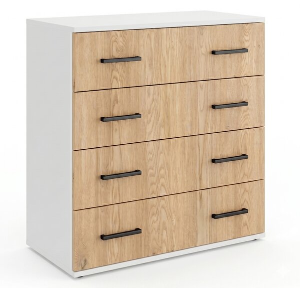 Komoda 4S Natura 80 cm Biały, Dąb Cremona Torro