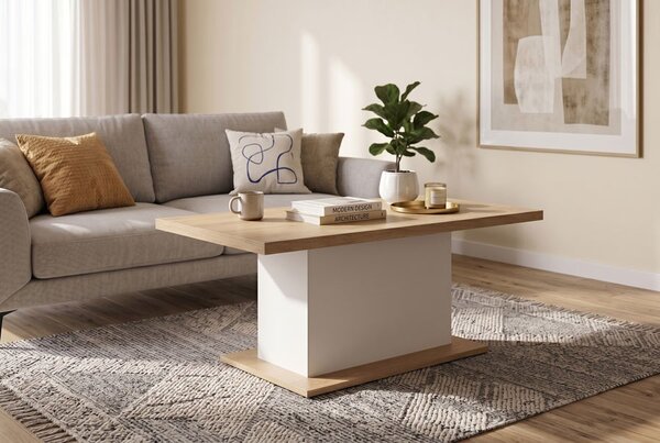 Ława prostokątna do salonu Biała Dąb Cremona Torro Natura 120 cm
