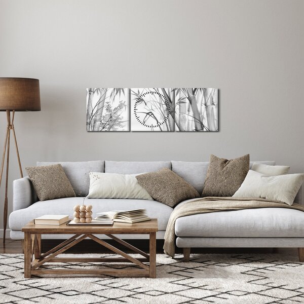 Obraz - Las bambusowy (z zegarem) (90x30 cm)