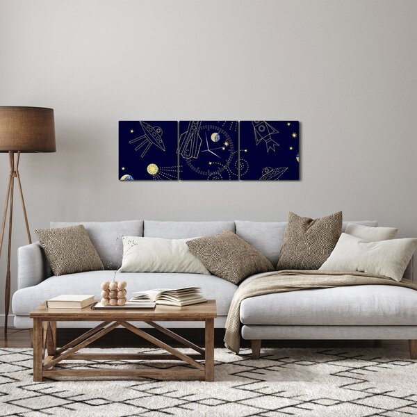Obraz - Wszechświat (z zegarem) (90x30 cm)