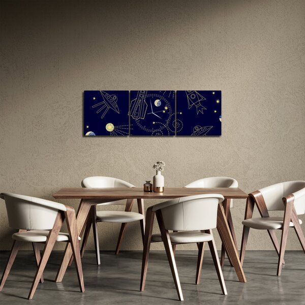 Obraz - Wszechświat (z zegarem) (90x30 cm)