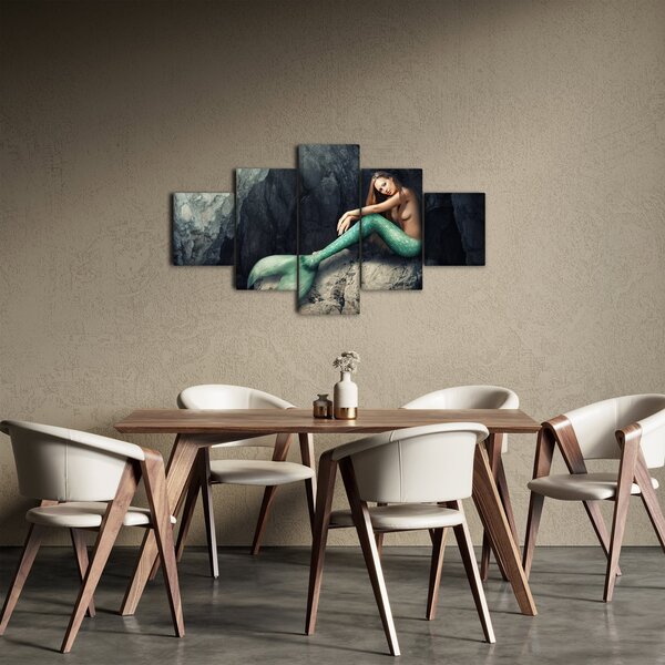 Obraz - Syrenka na skale (125x70 cm)