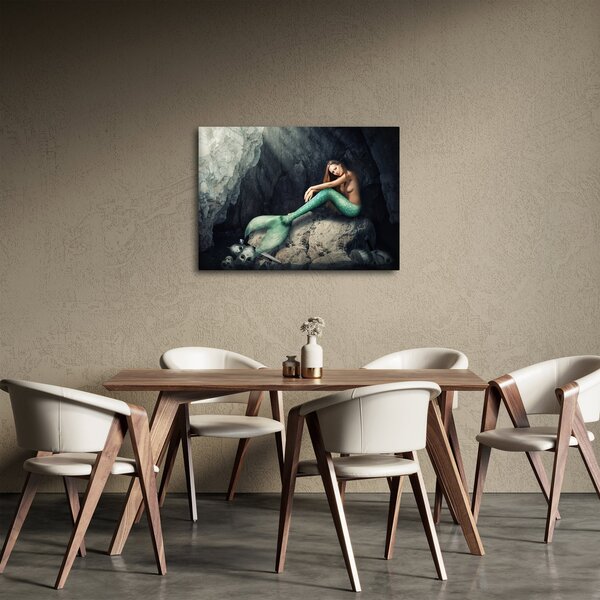Obraz - Syrenka na skale (70x50 cm)