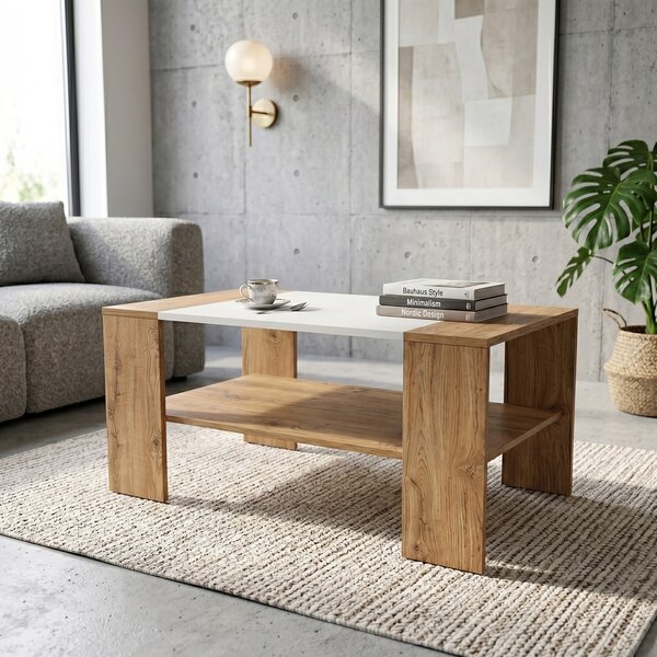 Stolik Viani do salonu 110x60 cm Dąb Wotan Biały