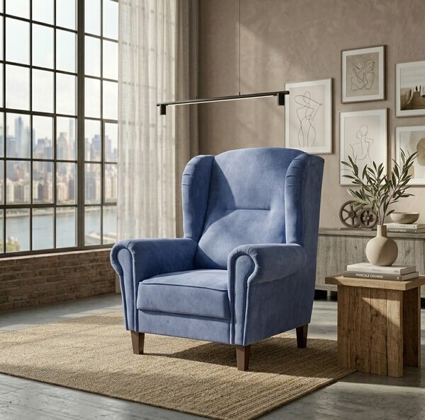 Fotel Tapicerowany Grosetto W z pufą Toptextil Margo 227.03 Czarny