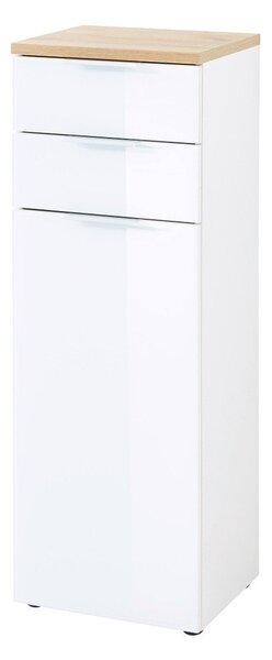 Biała wysoka szafka łazienkowa w dekorze dębu 39x112 cm Pescara – Germania