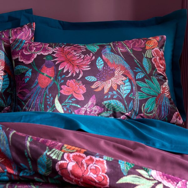 Fioletowa aksamitna pościel jednoosobowa 135x200 cm Bridgerton Kate Floral – Catherine Lansfield