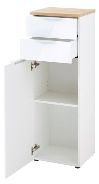 Biała wysoka szafka łazienkowa w dekorze dębu 39x112 cm Pescara – Germania