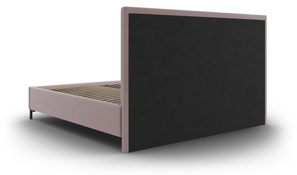 Jasnoróżowe tapicerowane łóżko dwuosobowe ze schowkiem i stelażem 140x200 cm Casey – Mazzini Beds