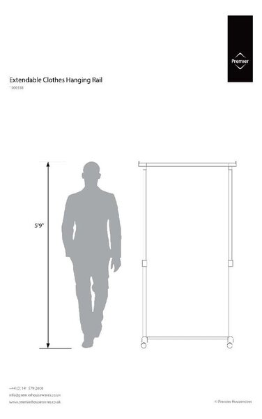 Metalowy teleskopowy stojak na ubrania na kółkach w kolorze srebra – Premier Housewares