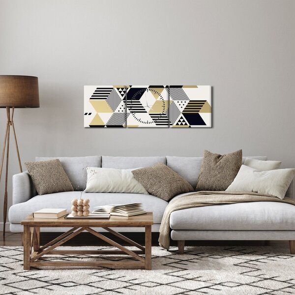Obraz - Kształty geometryczne N⁰1 (z zegarem) (90x30 cm)