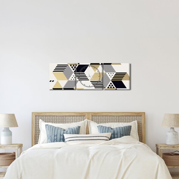 Obraz - Kształty geometryczne N⁰1 (z zegarem) (90x30 cm)