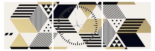 Obraz - Kształty geometryczne N⁰1 (z zegarem) (90x30 cm)