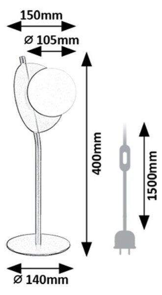 Rabalux 74221 designerska lampa stołowa Jules, G9,1x maks. 5W, IP20