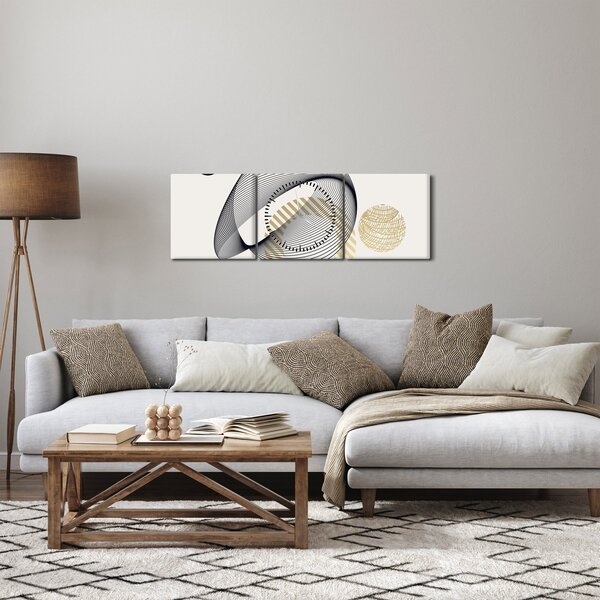 Obraz - Kształty geometryczne N⁰3 (z zegarem) (90x30 cm)