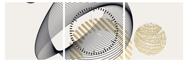Obraz - Kształty geometryczne N⁰3 (z zegarem) (90x30 cm)