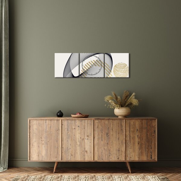 Obraz - Kształty geometryczne N⁰3 (z zegarem) (90x30 cm)