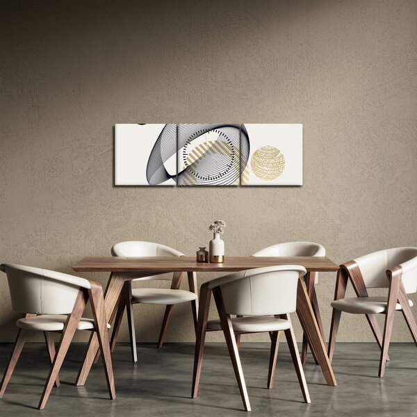 Obraz - Kształty geometryczne N⁰3 (z zegarem) (90x30 cm)
