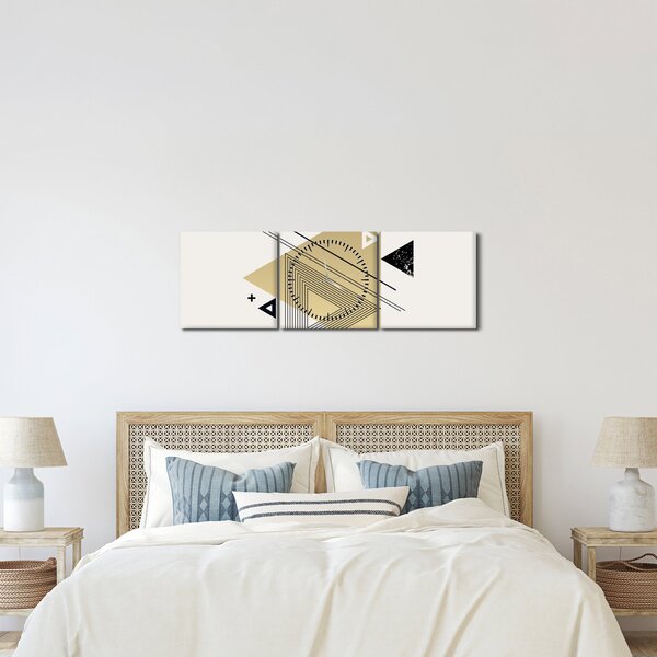 Obraz - Kształty geometryczne N⁰4 (z zegarem) (90x30 cm)