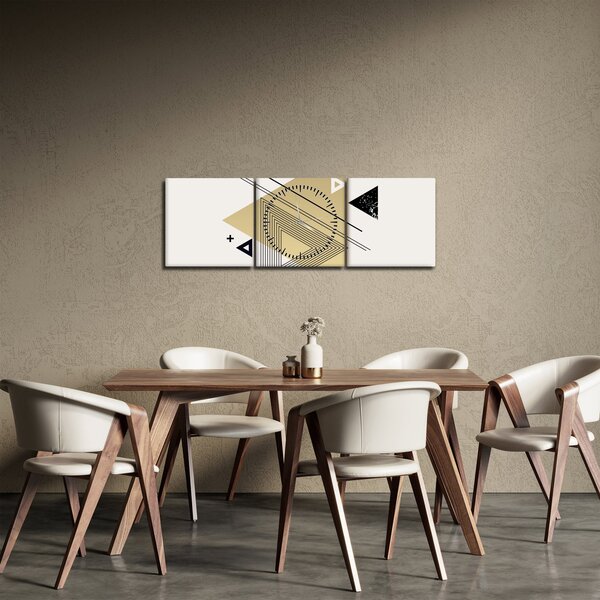 Obraz - Kształty geometryczne N⁰4 (z zegarem) (90x30 cm)