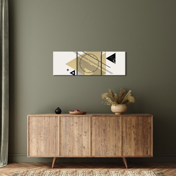 Obraz - Kształty geometryczne N⁰4 (z zegarem) (90x30 cm)