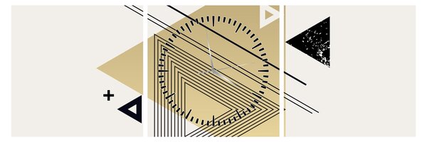 Obraz - Kształty geometryczne N⁰4 (z zegarem) (90x30 cm)