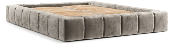 Beżowe tapicerowane łóżko dwuosobowe ze schowkiem i stelażem 160x200 cm Aruba L – Maison de Rêve