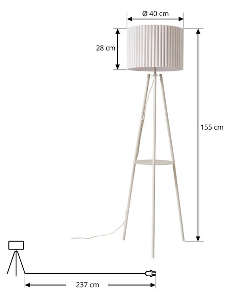 Lampa stojąca Libbie Lindby, kremowy / amber, salon / jadalnia, tkanina / materiał / jedwab, skandynawski