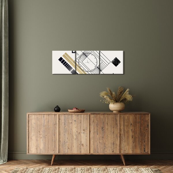 Obraz - Kształty geometryczne N⁰6 (z zegarem) (90x30 cm)