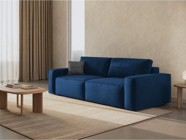 Ciemnoniebieska aksamitna rozkładana/ze schowkiem sofa 247 cm Jodie – Micadoni