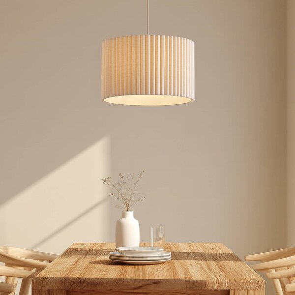 Lampa wisząca Libbie Lindby, możliwość ściemniania, kremowy / amber, salon / jadalnia, tkanina / materiał / jedwab, skandynawski