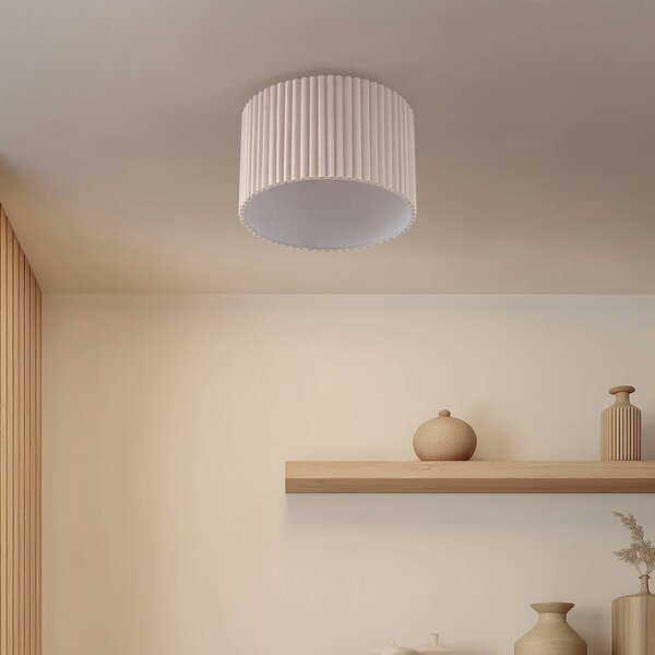 Lampa sufitowa Libbie Lindby, możliwość ściemniania, kremowy / amber, salon / jadalnia, tkanina / materiał / jedwab, skandynawski