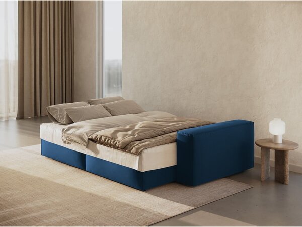 Ciemnoniebieska aksamitna rozkładana/ze schowkiem sofa 247 cm Jodie – Micadoni