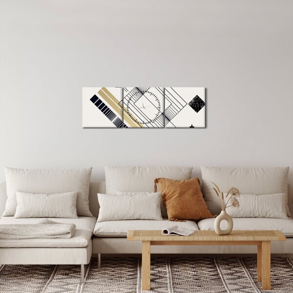 Obraz - Kształty geometryczne N⁰6 (z zegarem) (90x30 cm)