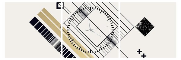 Obraz - Kształty geometryczne N⁰6 (z zegarem) (90x30 cm)