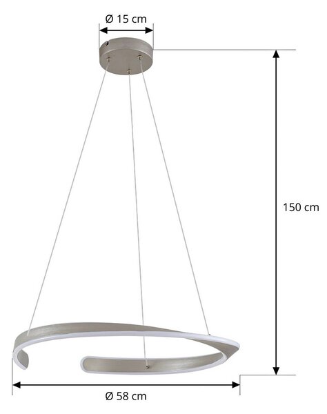 Lampa wisząca Eloura Lucande, aluminiowy / szary / cynkowy, salon / jadalnia, metal, nowoczesny