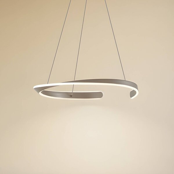 Lampa wisząca Eloura Lucande, aluminiowy / szary / cynkowy, salon / jadalnia, metal, nowoczesny