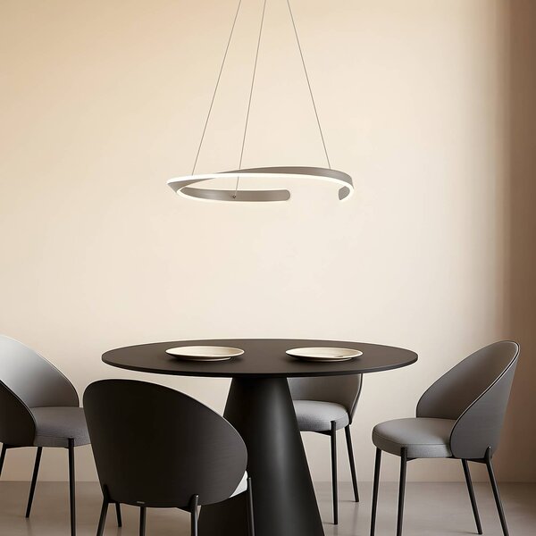 Lampa wisząca Eloura Lucande, aluminiowy / szary / cynkowy, salon / jadalnia, metal, nowoczesny
