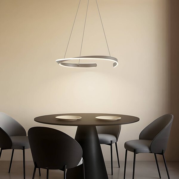 Lampa wisząca Eloura Lucande, aluminiowy / szary / cynkowy, salon / jadalnia, metal, nowoczesny