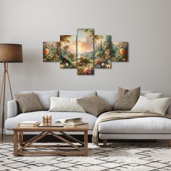 Obraz - Pawie w ogrodzie (125x70 cm)
