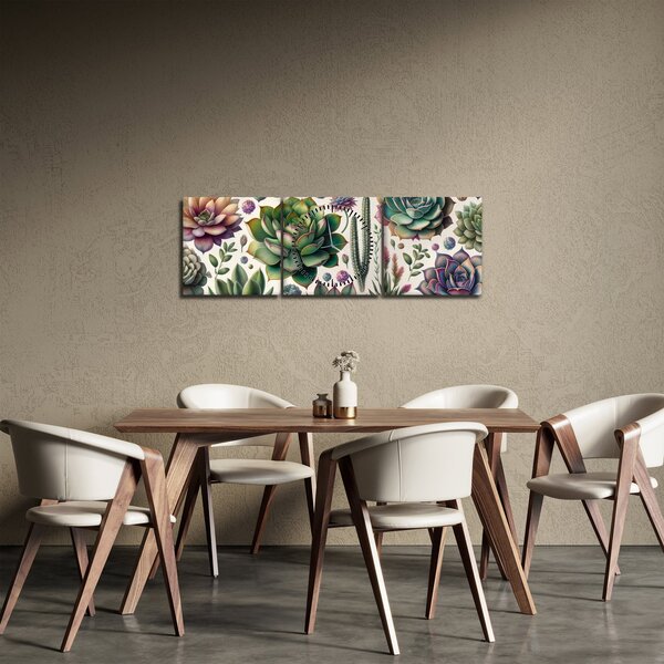 Obraz - Sukulenty (z zegarem) (90x30 cm)
