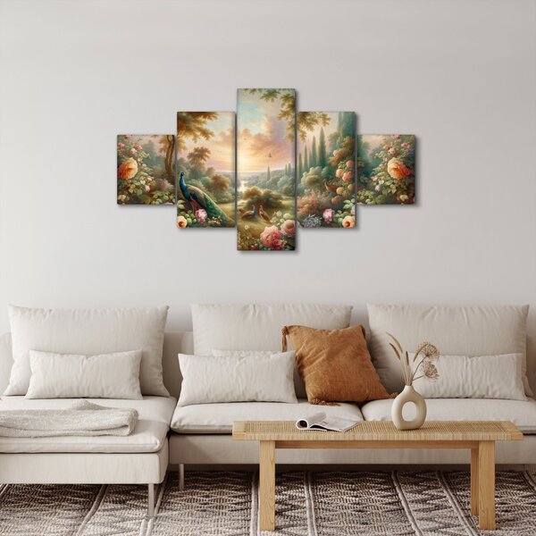 Obraz - Pawie w ogrodzie (125x70 cm)