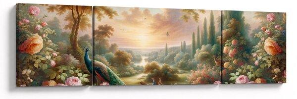 Obraz - Pawie w ogrodzie (170x50 cm)