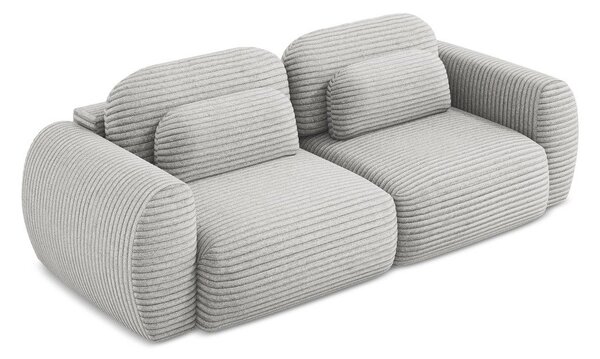Jasnoszara sztruksowa rozkładana sofa ze schowkiem 266 cm Kini – Makamii