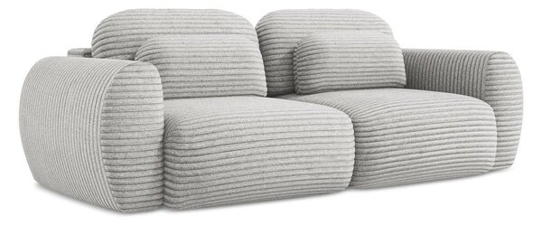 Jasnoszara sztruksowa rozkładana sofa ze schowkiem 266 cm Kini – Makamii