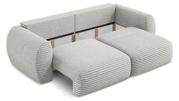Jasnoszara sztruksowa rozkładana sofa ze schowkiem 266 cm Kini – Makamii